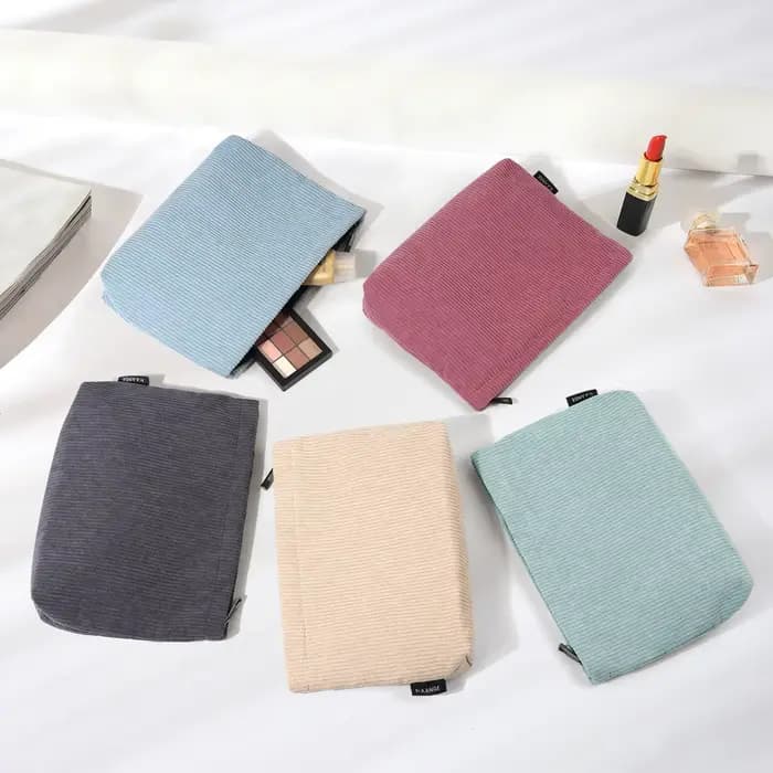 Sac à cosmétiques de voyage en velours côtelé pour maquillage