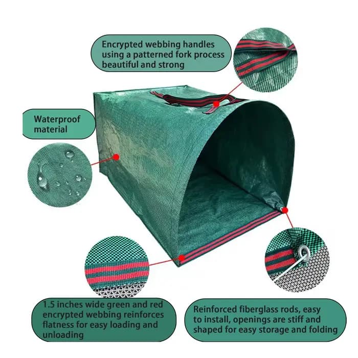 Sac de jardinage pour déchets, grands outils de cueilleur de feuilles, sacs poubelles réutilisables, collecteur de feuilles à feuilles résistantes