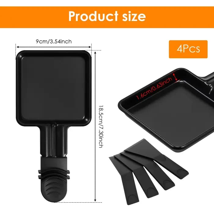 4pc forme carrée Mini Raclette gril casseroles poignée fromage fondu poêle antiadhésive en acier inoxydable BBQ