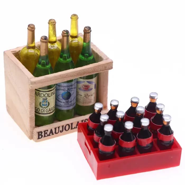 Mini bouteilles de coke miniatures pour maison de poupée, 13 pièces/ensemble, panier de boissons Cola, plateau, Kits de modèles de cuisine, scène de jeu alimentaire, accessoire de décoration
