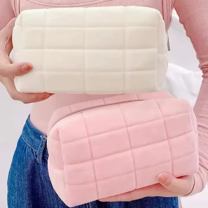 Sac de rangement de cosmétiques en fourrure solide