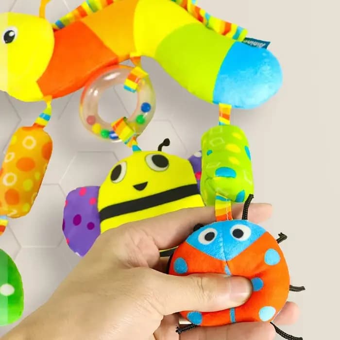 Jouets Sensoriels en Peluche Arc-en-ciel pour Bébé de 0, 3, 6 et 12 Mois, Accessoire de Voyage pour Poussette, Siège de Voiture