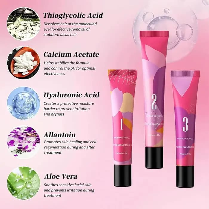 Kit de trilogie pour l'épilation du visage pour femmes – Épilateur de qualité clinique pour le menton et le dessus des