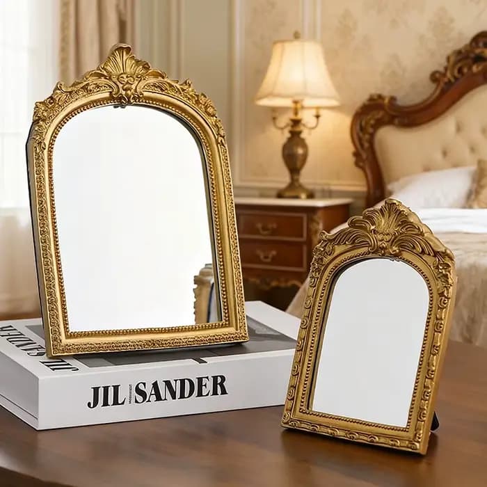 Miroir de maquillage sculpté arqué Vintage