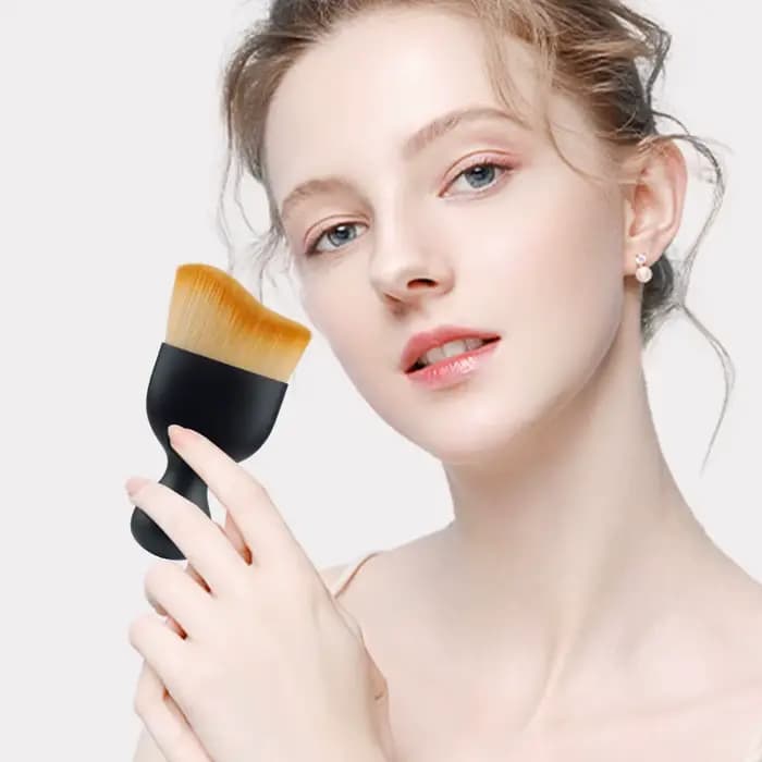 Base de pinceau de maquillage en Fiber synthétique noire en forme de S