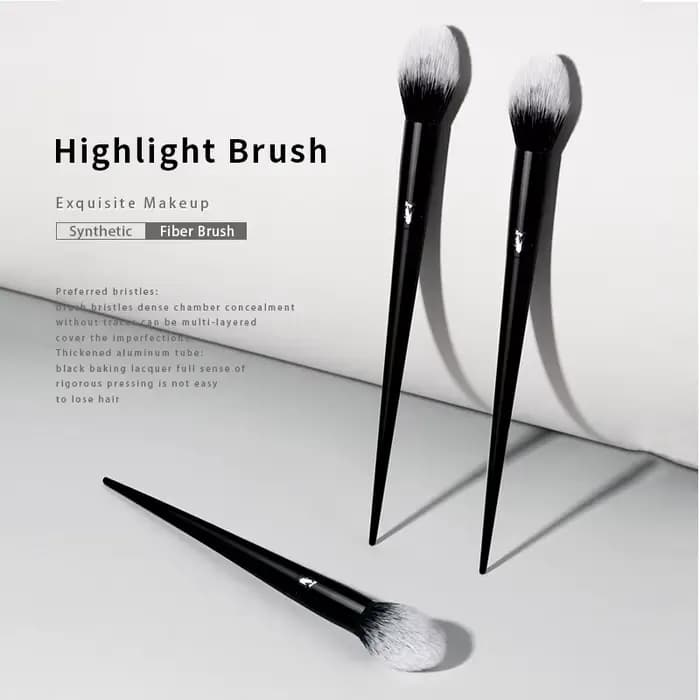 Kat Von D-pinceau de maquillage 04 pinceau à reflets cheveux en fibres douces élégant manche noir pinceaux