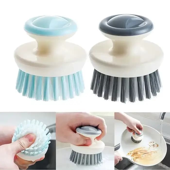 Brosse à vaisselle multifonctionnelle avec manche, brosse à poils rigides pour la vaisselle, les casseroles, les poêles et le nettoyage de l'évier