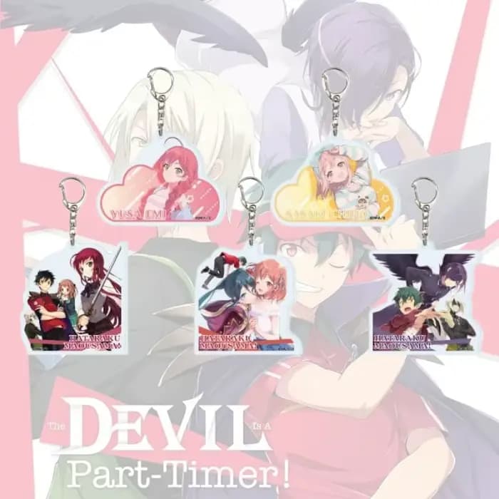 Anime Le Diable est un employé à temps partiel ! Pendentif porte-clés en acrylique pour sac, voiture, téléphone portable – Cadeau idéal pour amis et festivals
