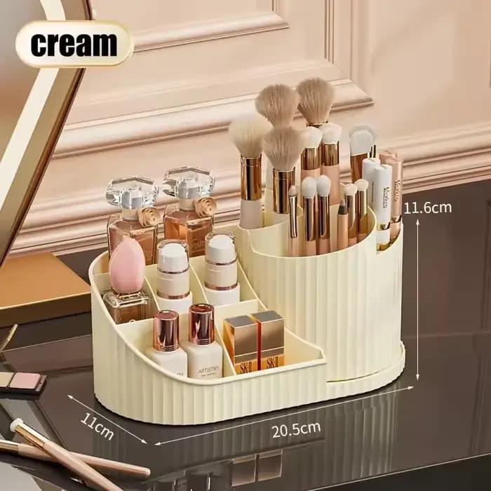 360 ° Organisateur de maquillage rotatif avec porte-brosse