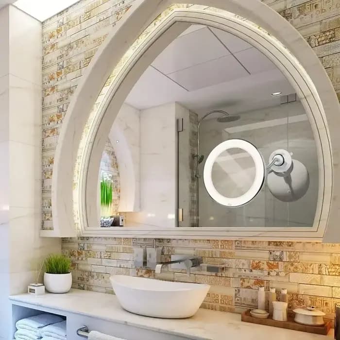Miroir de Maquillage Rotatif à 360 ° avec Lumière LED