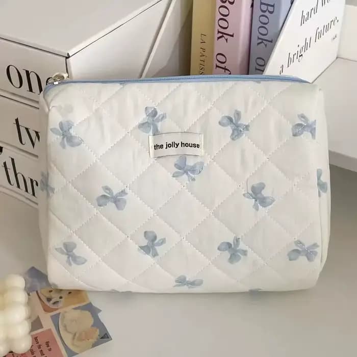 Trousse de maquillage grande capacité avec imprimé nœud