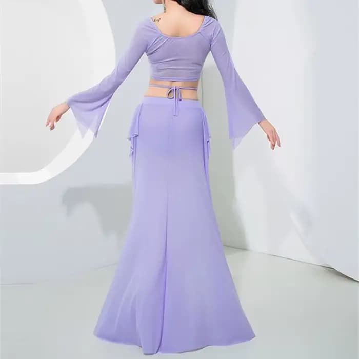 Costumes pour femmes adultes, robe de danse orientale en corne, manches longues, strass scintillants, jupe brillante, Sexy, fente latérale, carnaval fantaisie, nouveau