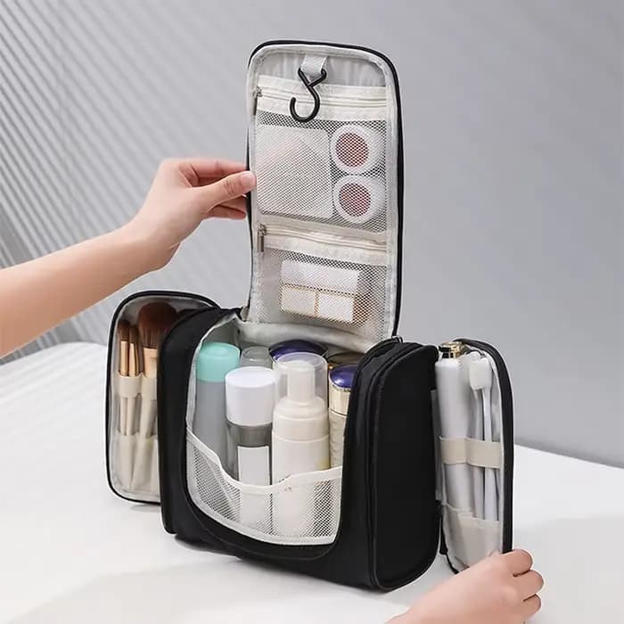 Grand trousse de toilette suspendue multi-poches avec crochet