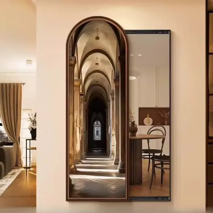 Art miroir irrégulier cadre esthétique verre Compact femmes luxe