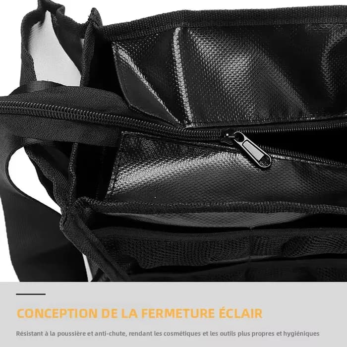 Sac organisateur d'outils de maquillage et de cheveux multi-poches: fourre-tout de rangement en maille pour brosses