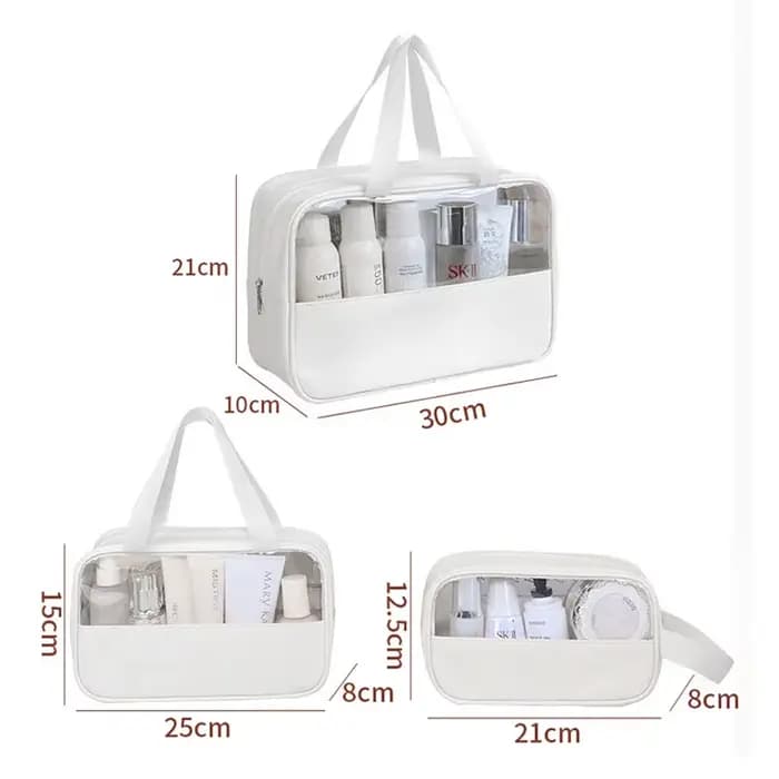 Nom personnalisable nouveau sac de lavage de maquillage Transparent en TPU sac de rangement en PU étanche de grande