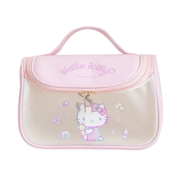 Sac à cosmétiques en cuir PU Sanrio | Hello Kitty Kuromi My Melody | Sac de toilette de voyage grande capacité |