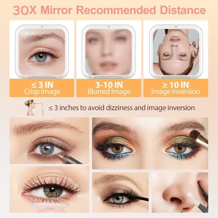 Miroir de maquillage Compact avec grossissement 30X