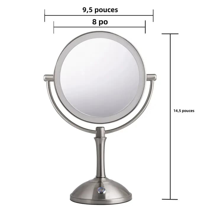 Miroir de maquillage TUSHENGTU avec éclairage, grossissement 10x, double miroir pour le maquillage, miroir cosmétique sur pied rotatif à 360 degrés