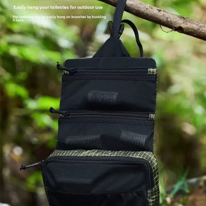 Sac de toilette portable imperméable à suspendre avec plusieurs compartiments pour la randonnée, le camping, les voyages, sacs de rangement ultralégers