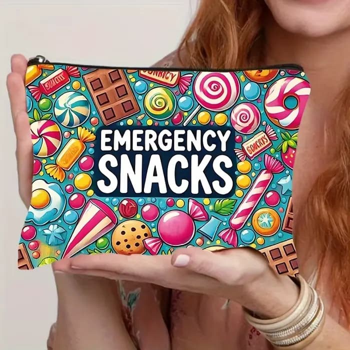 Sac de maquillage à motif de bonbons et de friandises colorées