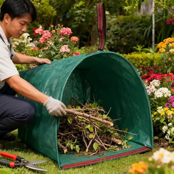 Sac de jardinage pour déchets, grands outils de cueilleur de feuilles, sacs poubelles réutilisables, collecteur de feuilles à feuilles résistantes