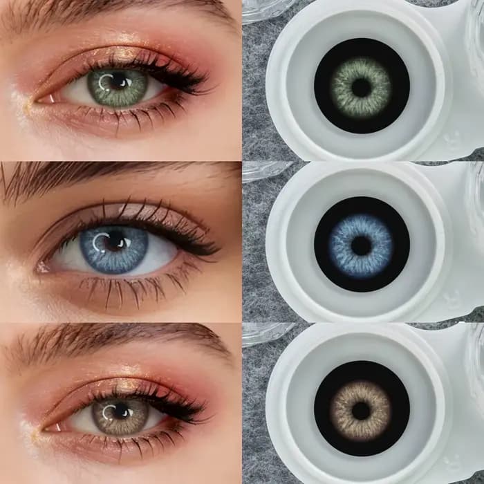 Lentilles de contact colorées vertes avec correction de la myopie