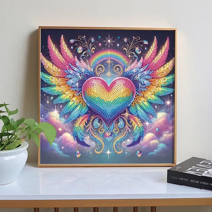 Kit de peinture artistique diamant en forme d'arc-en-ciel pour débutant adulte, Kit de points de diamant en cristal pour cadeau de décoration murale de maison