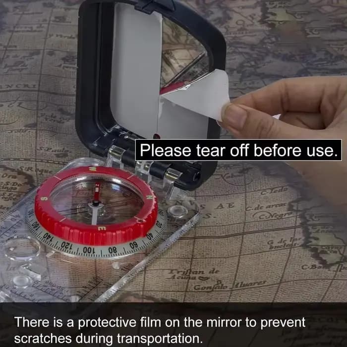 Boussole de visée à miroir inclinable réglable avec veilleuse pour la randonnée, la lecture de cartes, le Camping, la survie, la chasse et l'alpinisme