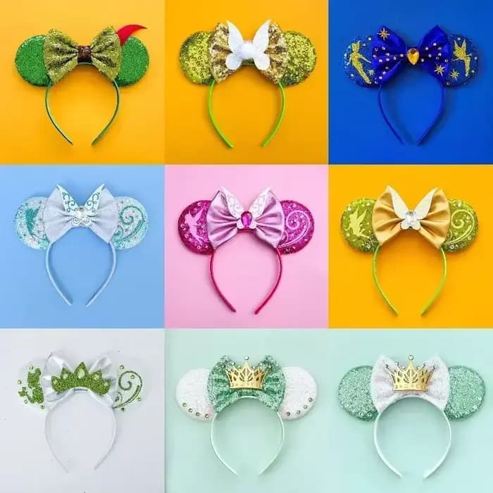 Accessoires de cheveux Disney raiponce pour filles, bandeaux caméléon oreilles de tournesol pour femmes, bandeaux emmêlés pour enfants, couvre-chef à nœud à paillettes