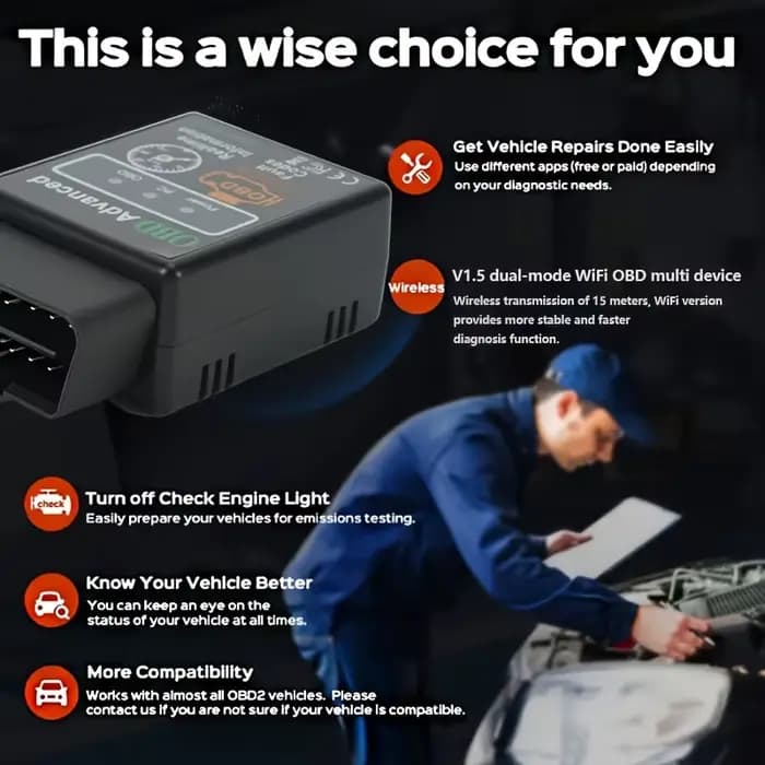 Lecteur de code automobile, scanner compact, appareil portable, durable, outil de précision, équipement de diagnostic, pour propriétaires de véhicules, techniciens automobiles
