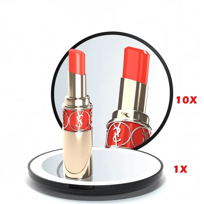 Miroir Compact petit Mini joueur avec lumière LED miroirs de poche lumineux pour femmes avec grossissement 10x et rechargeabilité