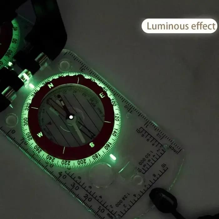 Boussole de visée à miroir inclinable réglable avec veilleuse pour la randonnée, la lecture de cartes, le Camping, la survie, la chasse et l'alpinisme
