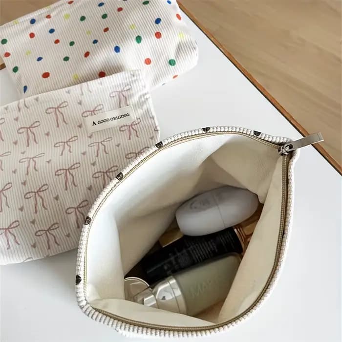 Grand sac de maquillage de style minimaliste pour femme – Sac de rangement de voyage élégant à fermeture éclair avec