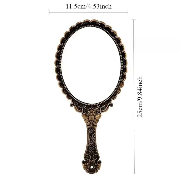 Miroir de maquillage de vanité portatif sculpté Vintage avec poignée