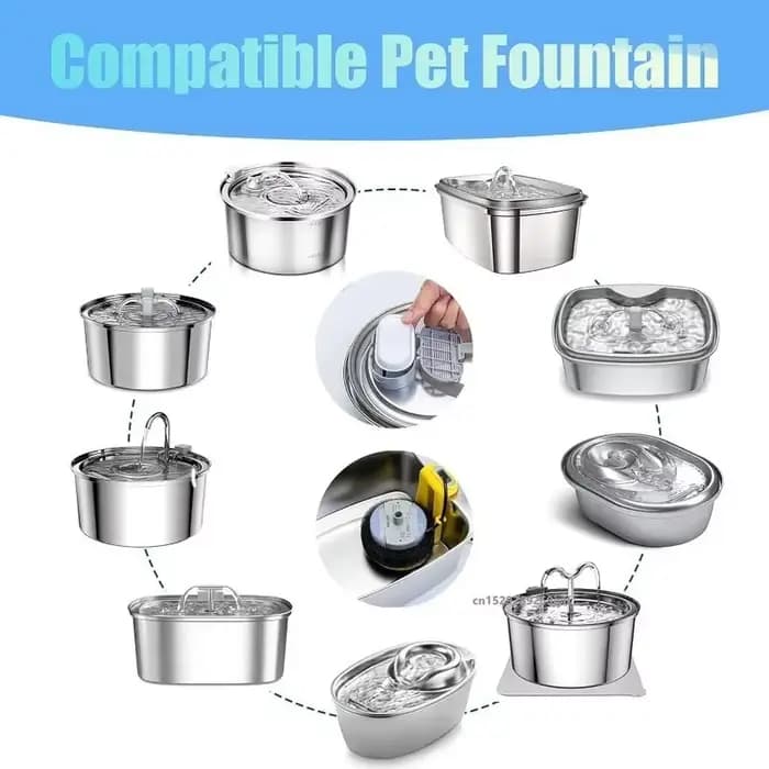 Filtres en éponge de charbon actif pour fontaine à eau pour chat, 6/8/12/15 pièces, pour distributeur d'eau en acier inoxydable, accessoire de soin de l'eau pour animaux de compagnie