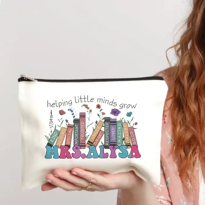 Trousse de maquillage personnalisée avec nom de l'enseignant