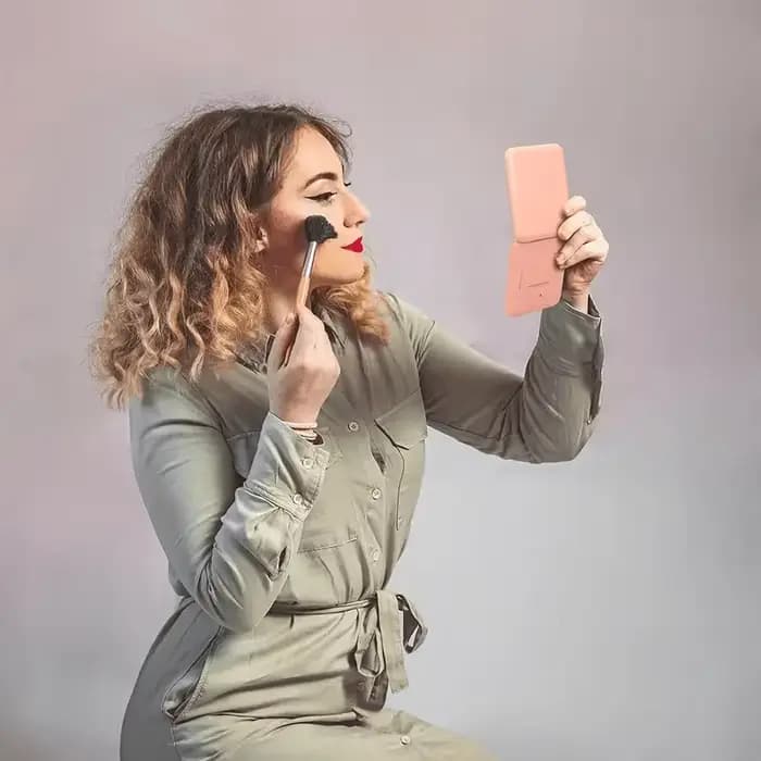 Miroir de poche 1X/2X grossissant avec lumière