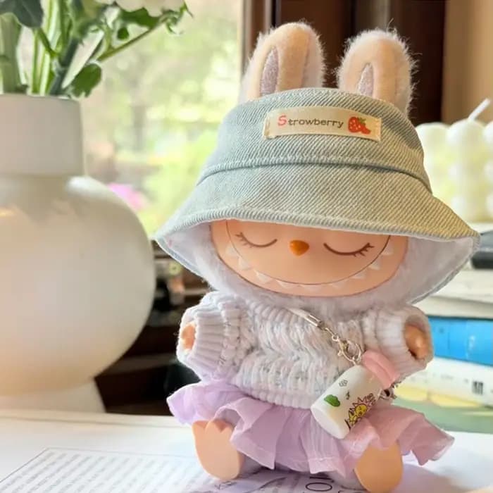 Pour Labubu assis fête série été doux fil jupe chapeau ensemble pour Labubu V1 V2 accessoires pour Labubu vêtements