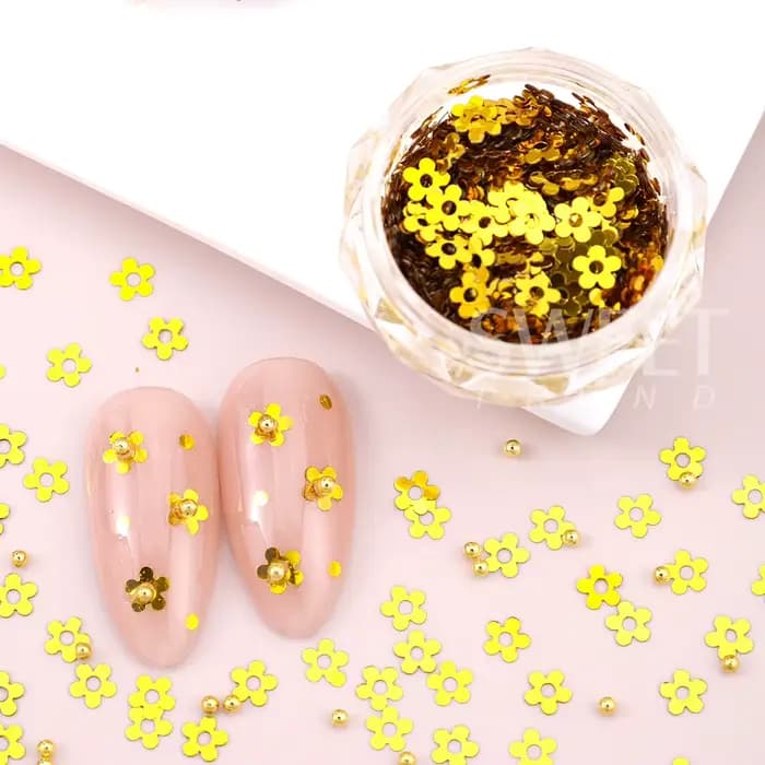 SWEET TREND - 2 Boîtes de Paillettes Dorées et Argentées pour Ongles