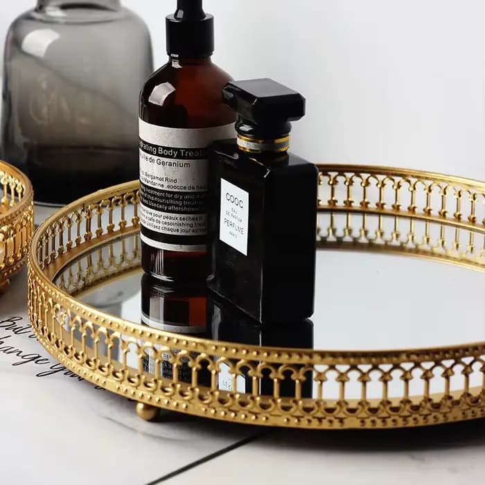 Ahunderjiaz-Ins Light Plateau de rangement pour bijoux miroir de luxe