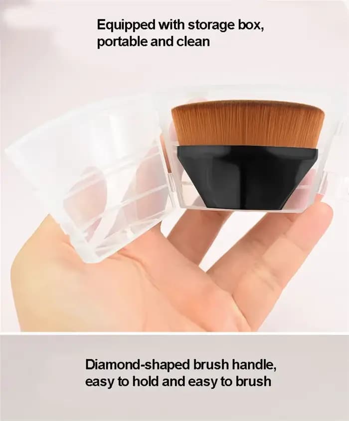 Pinceau de maquillage Kabuki à tête plate haute densité pour une application impeccable de la poudre, des liquides et des crèmes, et un estompage en douceur