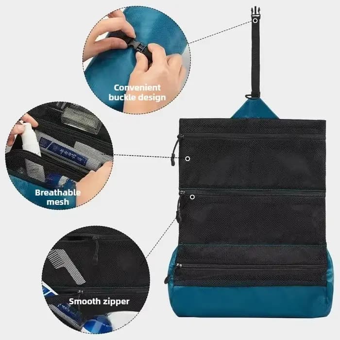 Organisateur de toilette pliable de qualité supérieure : sac de lavage portable étanche pour le camping