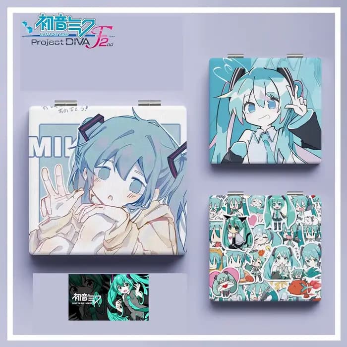 Hatsune-Miroir de Maquillage Pliable à Deux Faces pour Femme