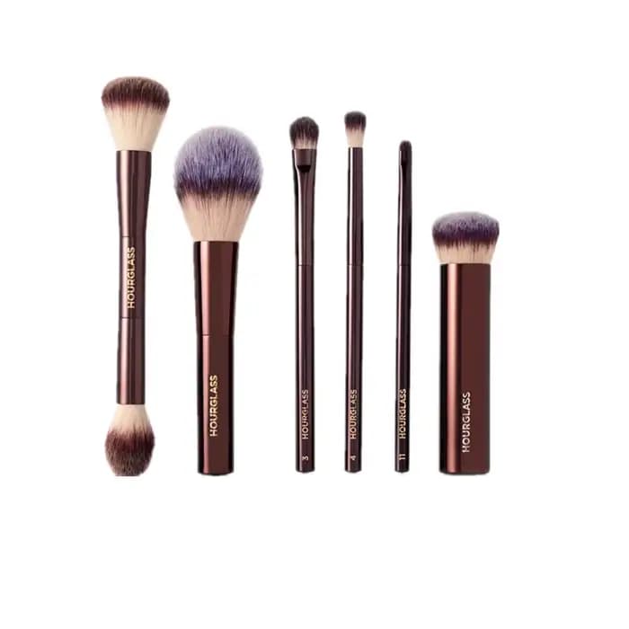 Pinceaux de maquillage en poudre sablier, 1 pièce, pour fond de teint, fard à joues, manche en métal, correcteur, bronzant, haut de gamme, avec boîte