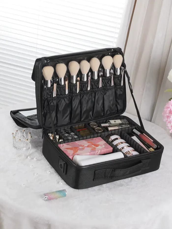 Trousse de maquillage professionnelle en cuir imperméable