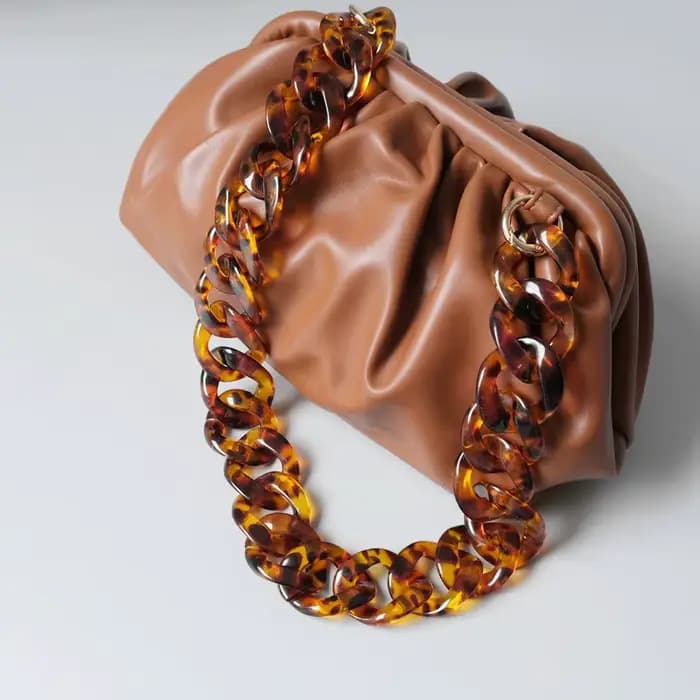Nouvelle mode femme sac à main accessoire chaîne ambre léopard acrylique résine