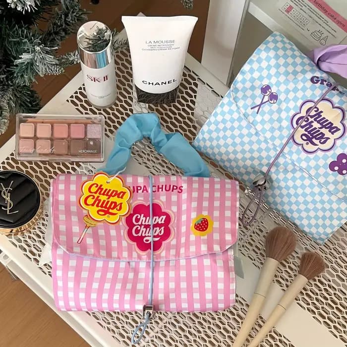 Trousse de maquillage pliante 3 en 1 pour femme – Organisateur de cosmétiques amovible avec un design adapté aux voyages