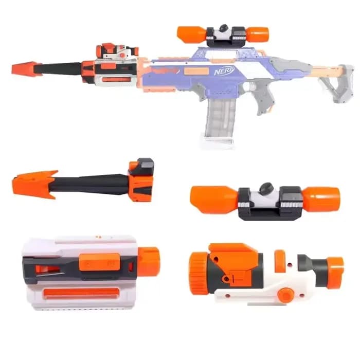 Kit d'accessoires de modification pour pistolets jouets Nerf N-strike Elite Series : silencieux, crosse, lampe torche, accessoires universels pour pistolets jouets