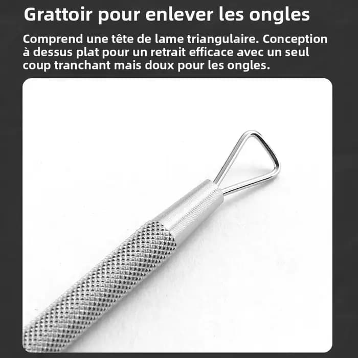 Outil holographique argenté pour enlever le vernis à ongles en acier inoxydable